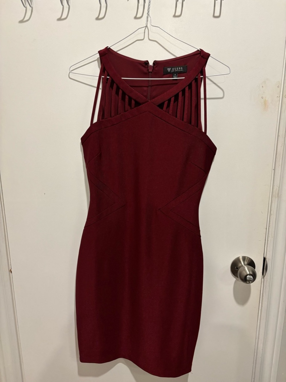 GUESS Wine Red Strappy Midi Sheath Dress - Picture 5 of 6